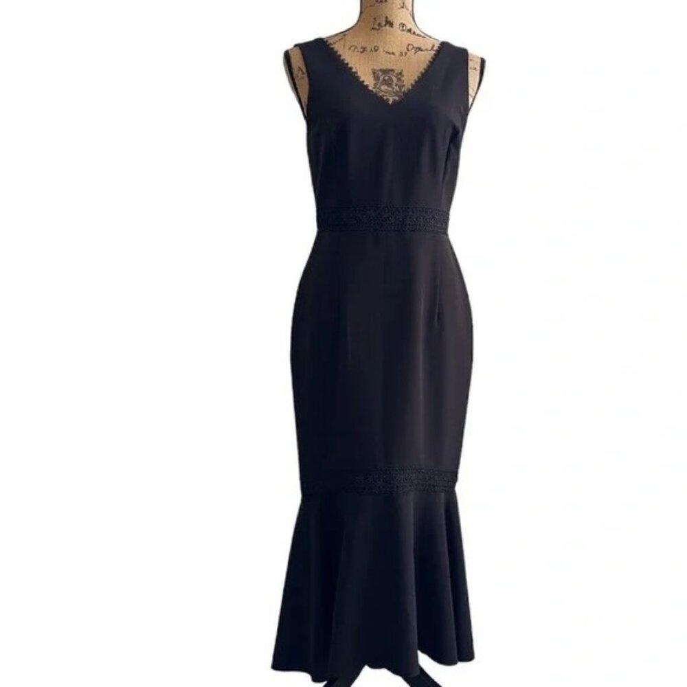 NWOT Nanette Lepore Black dress LBD with crochet trim, size 6